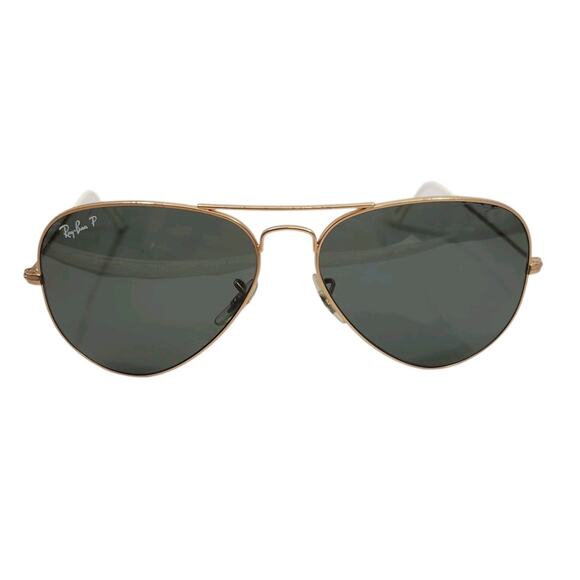RAY-BAN SUNGLASSES AVIATOR POLARIZED LARGE METAL GOLD FRAMES UNISEX READ - Picture 1 of 10
